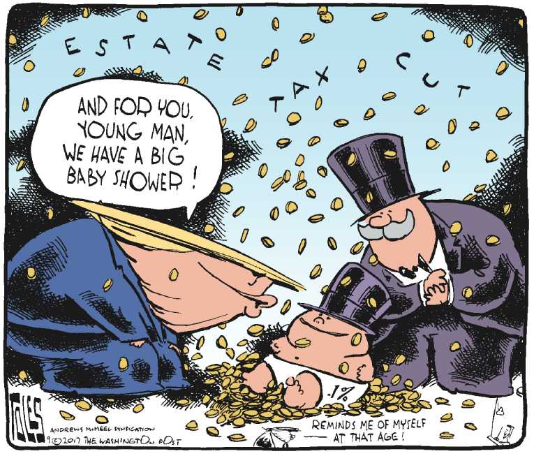 Political/Editorial Cartoon by Tom Toles, Washington Post on Trump, GOP Propose Tax Reform