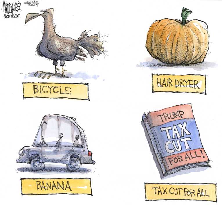 Political/Editorial Cartoon by Matt Davies, Journal News on Trump, GOP Propose Tax Reform