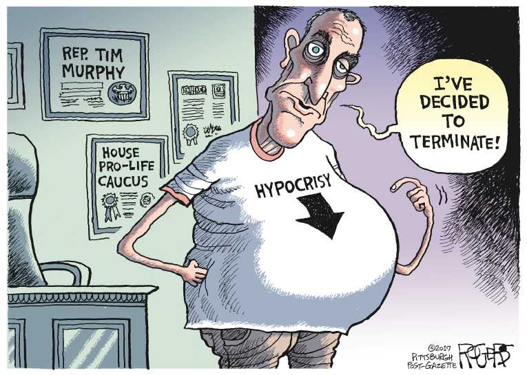 Political/Editorial Cartoon by Rob Rogers, The Pittsburgh Post-Gazette on Congressmember Aborts Office