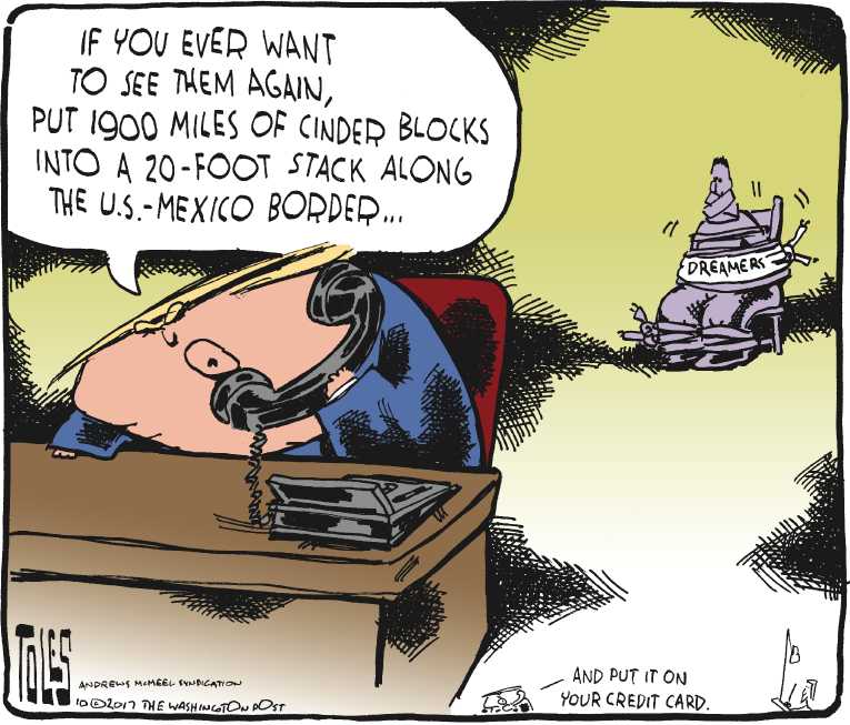 Political/Editorial Cartoon by Tom Toles, Washington Post on President Doubles Down