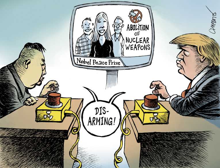 Political/Editorial Cartoon by Patrick Chappatte, International Herald Tribune on President Doubles Down