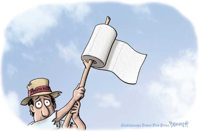 Political/Editorial Cartoon by Clay Bennett, Chattanooga Times Free Press on Puerto Rico on the Brink