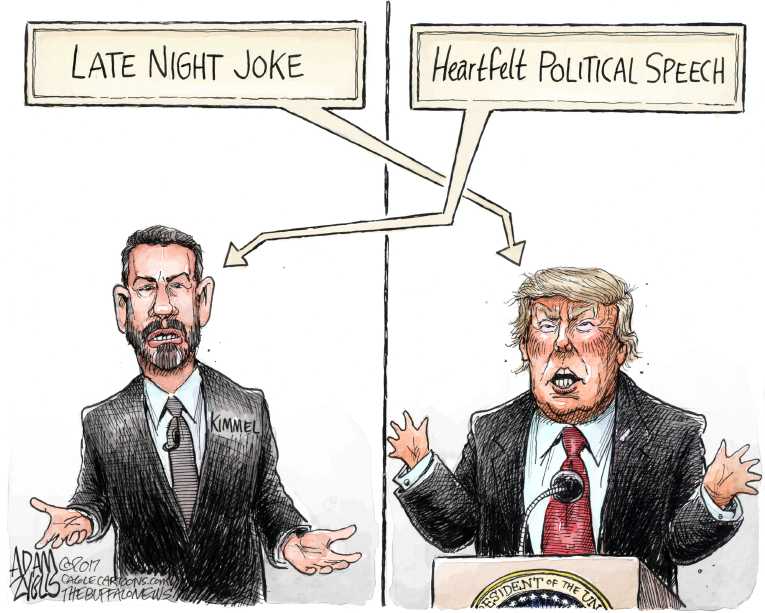 Political/Editorial Cartoon by Adam Zyglis, The Buffalo News on Trump Praises President