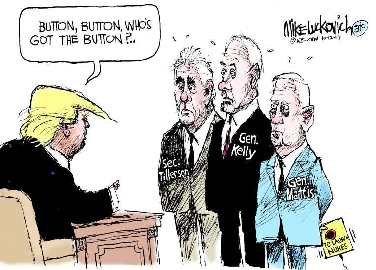 Political/Editorial Cartoon by Mike Luckovich, Atlanta Journal-Constitution on Trump Praises President