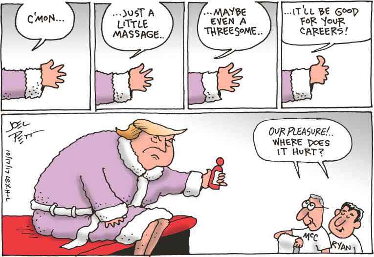 Political/Editorial Cartoon by Joel Pett, Lexington Herald-Leader, CWS/CartoonArts Intl. on Trump Praises President