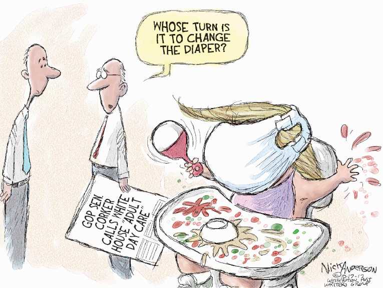 Political/Editorial Cartoon by Nick Anderson, Houston Chronicle on Trump Praises President