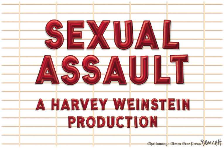 Political/Editorial Cartoon by Clay Bennett, Chattanooga Times Free Press on Weinstein Goes Down