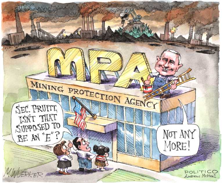 Political/Editorial Cartoon by Matt Wuerker, Politico on Administration Pushing Coal