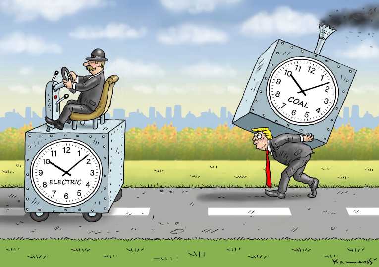 Political/Editorial Cartoon by Marian Kamensky, Slovakia on Administration Pushing Coal