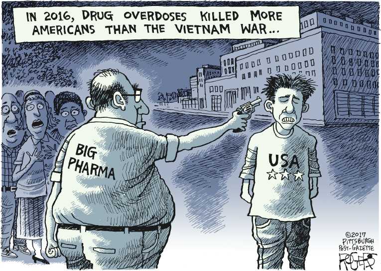 Political/Editorial Cartoon by Rob Rogers, The Pittsburgh Post-Gazette on Drug War Escalates