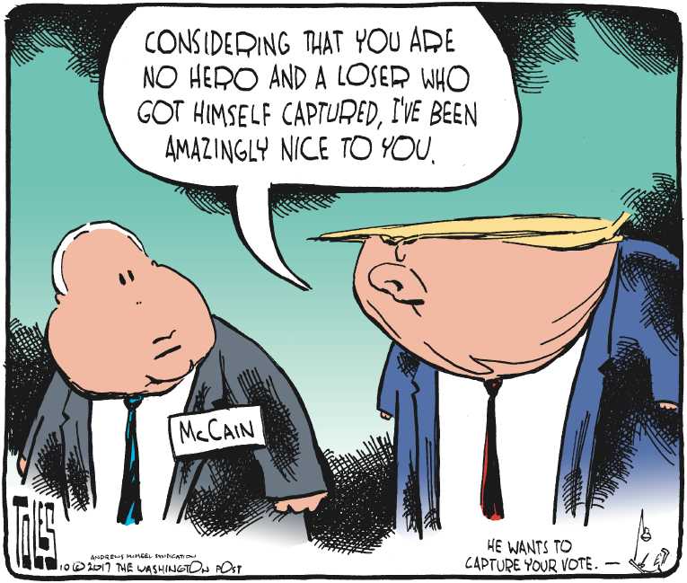 Political/Editorial Cartoon by Tom Toles, Washington Post on Trump Finds Support