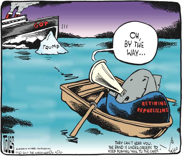 Political/Editorial Cartoon by Tom Toles, Washington Post on GOP Battling Within