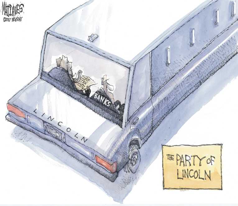 Political/Editorial Cartoon by Matt Davies, Journal News on Tax Reform Bill Unveiled
