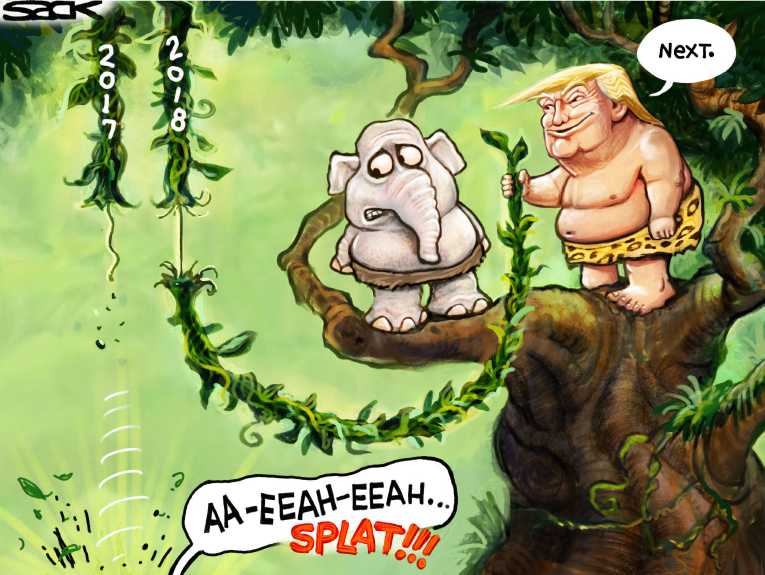 Political/Editorial Cartoon by Steve Sack, Minneapolis Star Tribune on Trump Leading GOP
