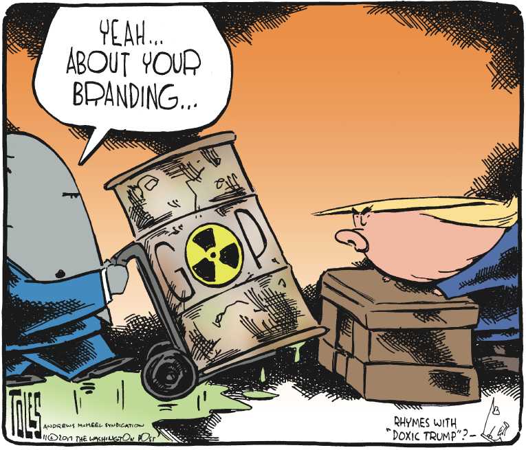 Political/Editorial Cartoon by Tom Toles, Washington Post on Trump Leading GOP