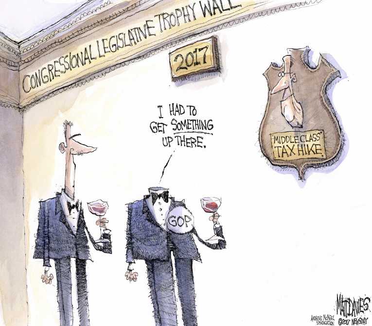 Political/Editorial Cartoon by Matt Davies, Journal News on Tax Reform Plans Revealed