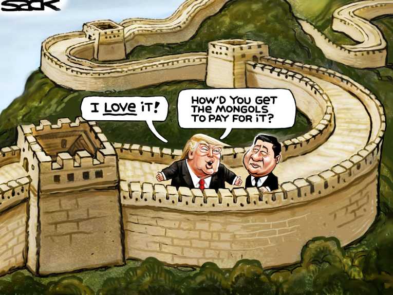 Political/Editorial Cartoon by Steve Sack, Minneapolis Star Tribune on Trump Tripping