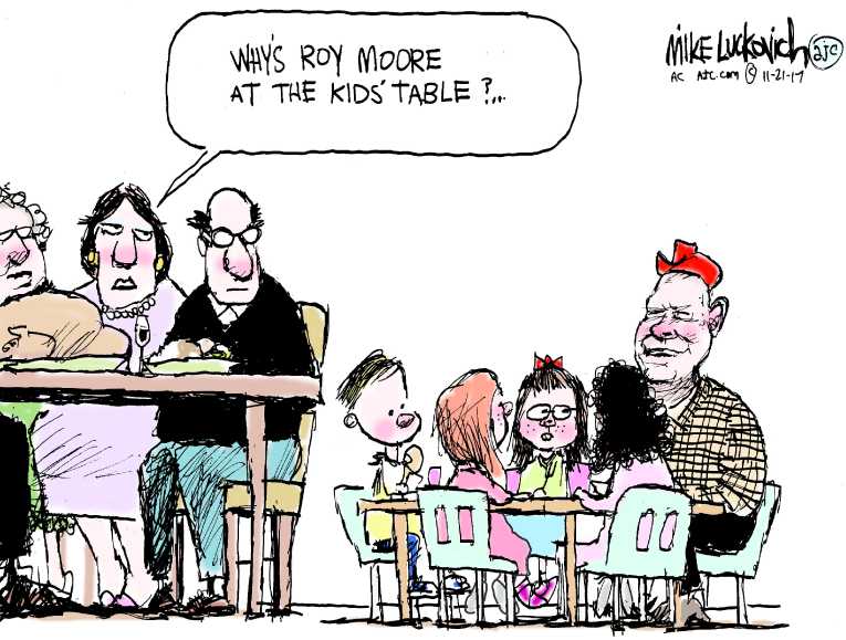 Political/Editorial Cartoon by Mike Luckovich, Atlanta Journal-Constitution on Trump Endorses Moore