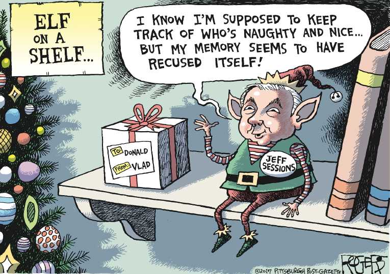 Political/Editorial Cartoon by Rob Rogers, The Pittsburgh Post-Gazette on Sessions Testifies While Stoned