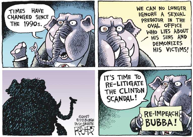 Political/Editorial Cartoon by Rob Rogers, The Pittsburgh Post-Gazette on Sex Scandals Rock U.S.