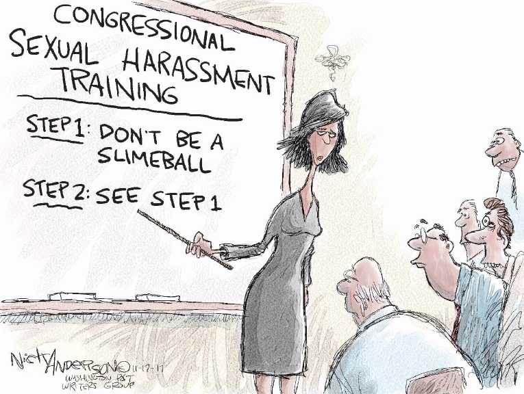 Political/Editorial Cartoon by Nick Anderson, Houston Chronicle on Sex Scandals Rock U.S.