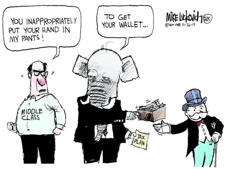 Political/Editorial Cartoon by Mike Luckovich, Atlanta Journal-Constitution on Republicans Preparing Feast