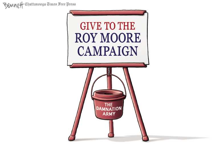 Political/Editorial Cartoon by Clay Bennett, Chattanooga Times Free Press on Moore Expects to Win