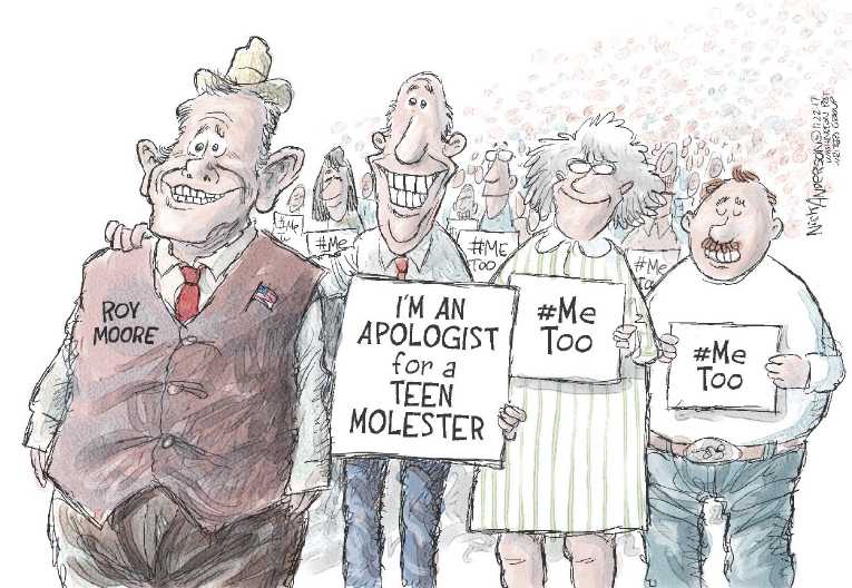 Political/Editorial Cartoon by Nick Anderson, Houston Chronicle on Moore Expects to Win