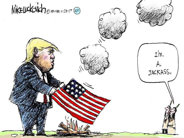 Political/Editorial Cartoon by Mike Luckovich, Atlanta Journal-Constitution on Trump Says He’s Great
