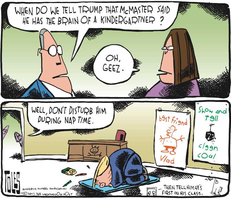 Political/Editorial Cartoon by Tom Toles, Washington Post on Trump Says He’s Great