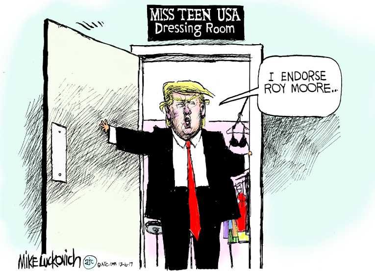 Political/Editorial Cartoon by Mike Luckovich, Atlanta Journal-Constitution on Republicans Back Moore
