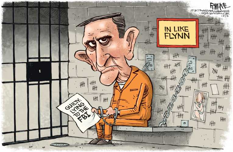 Political/Editorial Cartoon by Rick McKee, The Augusta Chronicle on Flynn Pleads Guilty
