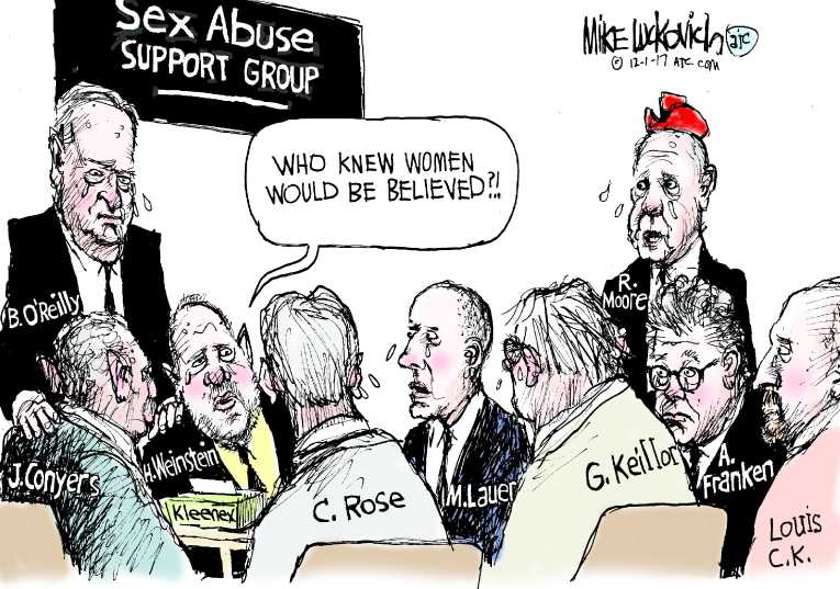 Political/Editorial Cartoon by Mike Luckovich, Atlanta Journal-Constitution on Sex Charges Mounting