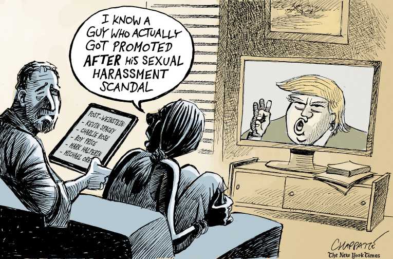Political/Editorial Cartoon by Patrick Chappatte, International Herald Tribune on Sex Charges Mounting
