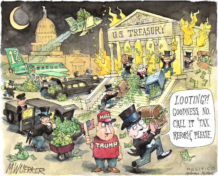 Political/Editorial Cartoon by Matt Wuerker, Politico on Senate Passes Tax Bill