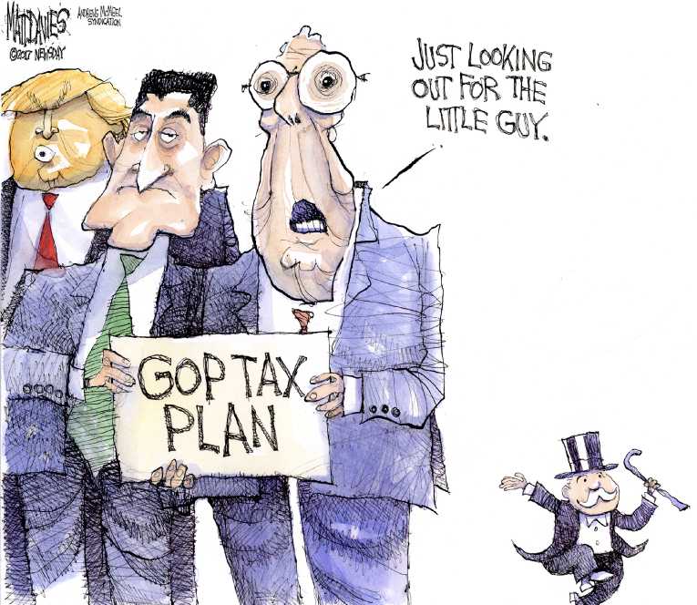 Political/Editorial Cartoon by Matt Davies, Journal News on Senate Passes Tax Bill