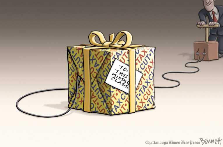 Political/Editorial Cartoon by Clay Bennett, Chattanooga Times Free Press on Senate Passes Tax Bill