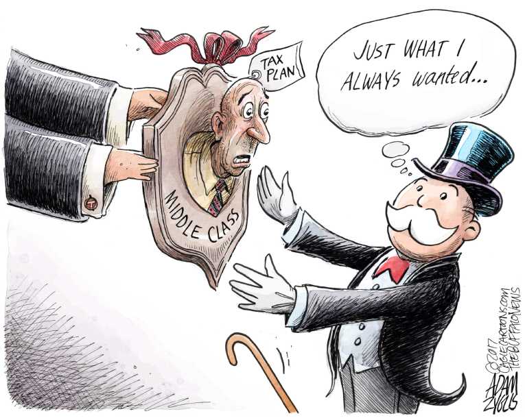 Political/Editorial Cartoon by Adam Zyglis, The Buffalo News on Senate Passes Tax Bill