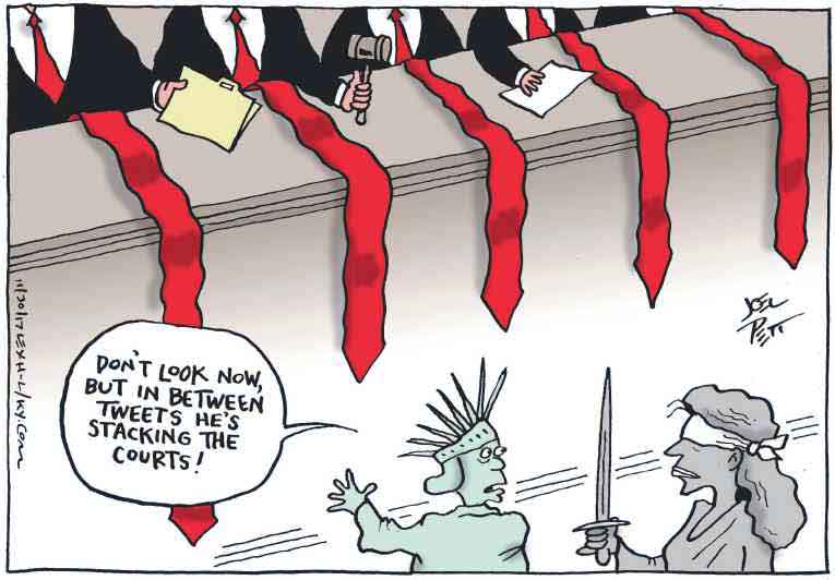 Political/Editorial Cartoon by Joel Pett, Lexington Herald-Leader, CWS/CartoonArts Intl. on Trump Implementing Plan