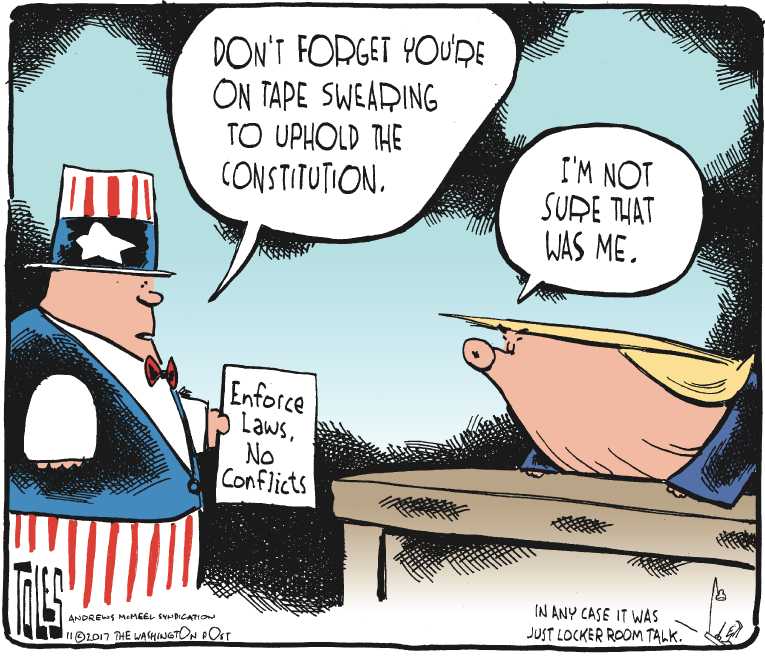 Political/Editorial Cartoon by Tom Toles, Washington Post on Trump Implementing Plan