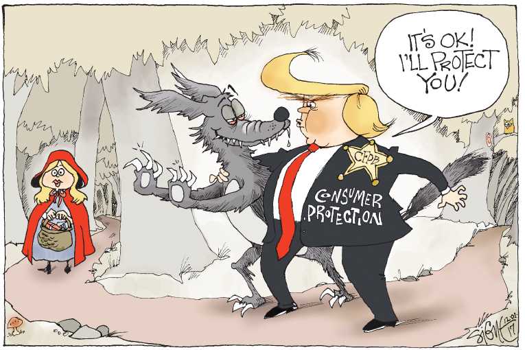 Political/Editorial Cartoon by Signe Wilkinson, Philadelphia Daily News on Trump Implementing Plan