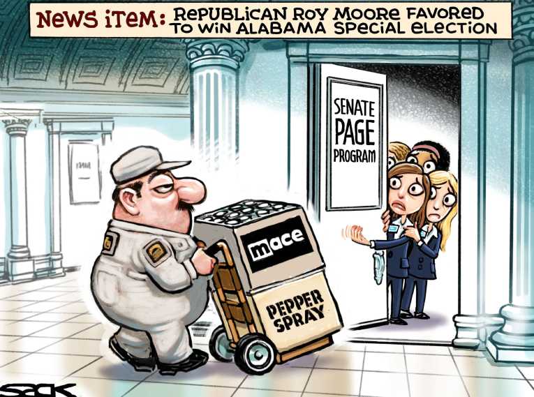 Political/Editorial Cartoon by Steve Sack, Minneapolis Star Tribune on Moore Defeats Moore!