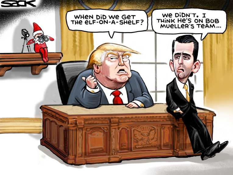 Political/Editorial Cartoon by Steve Sack, Minneapolis Star Tribune on Trump: No Plans to Fire Mueller