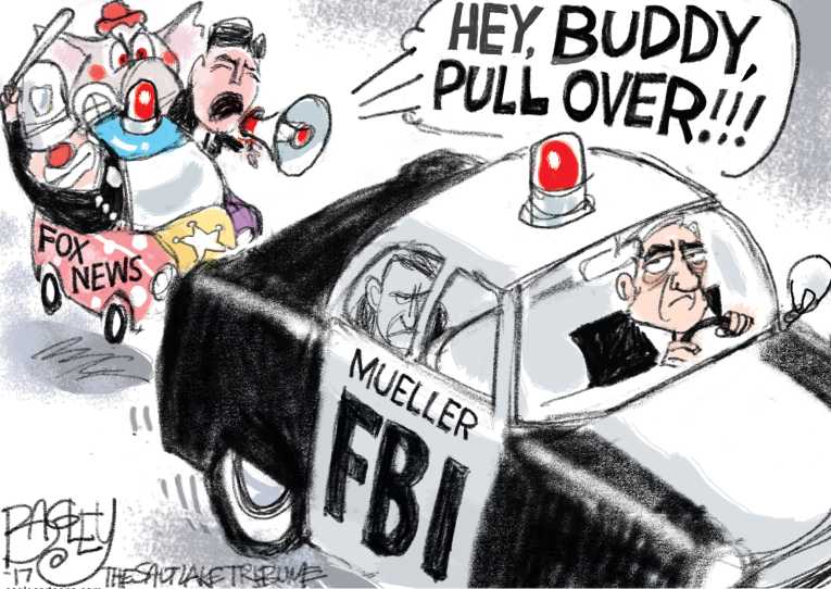 Political/Editorial Cartoon by Pat Bagley, Salt Lake Tribune on Trump: No Plans to Fire Mueller