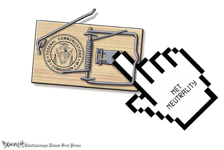 Political/Editorial Cartoon by Clay Bennett, Chattanooga Times Free Press on Net Neutrality Rescinded