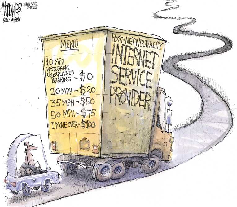 Political/Editorial Cartoon by Matt Davies, Journal News on Net Neutrality Rescinded