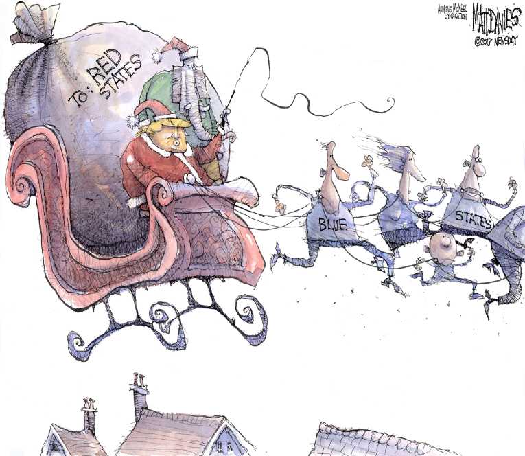 Political/Editorial Cartoon by Matt Davies, Journal News on GOP Rams Through Tax Bill