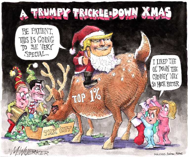 Political/Editorial Cartoon by Matt Wuerker, Politico on GOP Rams Through Tax Bill