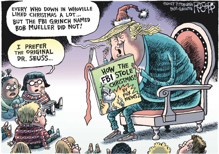 Political/Editorial Cartoon by Rob Rogers, The Pittsburgh Post-Gazette on Trump Watches TV