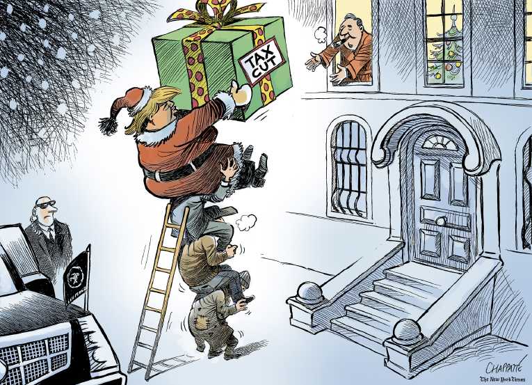 Political/Editorial Cartoon by Patrick Chappatte, International Herald Tribune on Christmas Celebrated